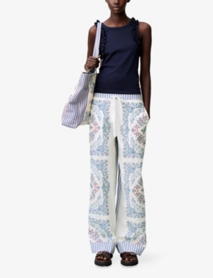 CLAUDIE PIERLOT: Straight-Leg Printed Cotton Trousers