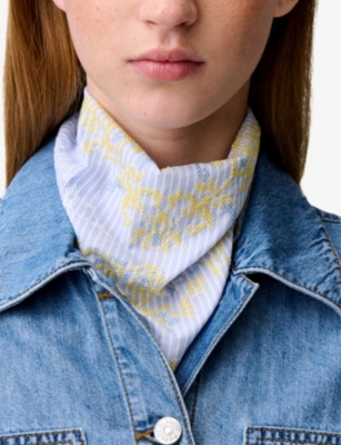 CLAUDIE PIERLOT: Striped Embroidered Cotton Bandana