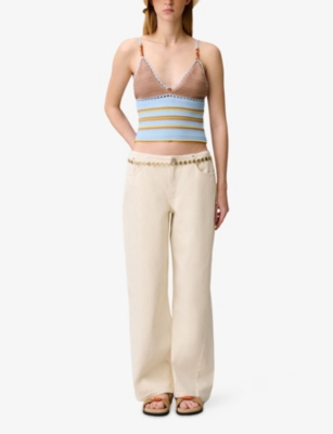 CLAUDIE PIERLOT: Multicolour V-Neck Crochet Top