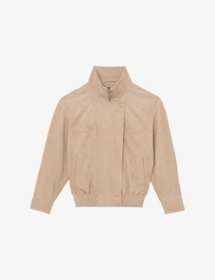 Womens Reiss Petra Oversized-Fit Suede Jacket