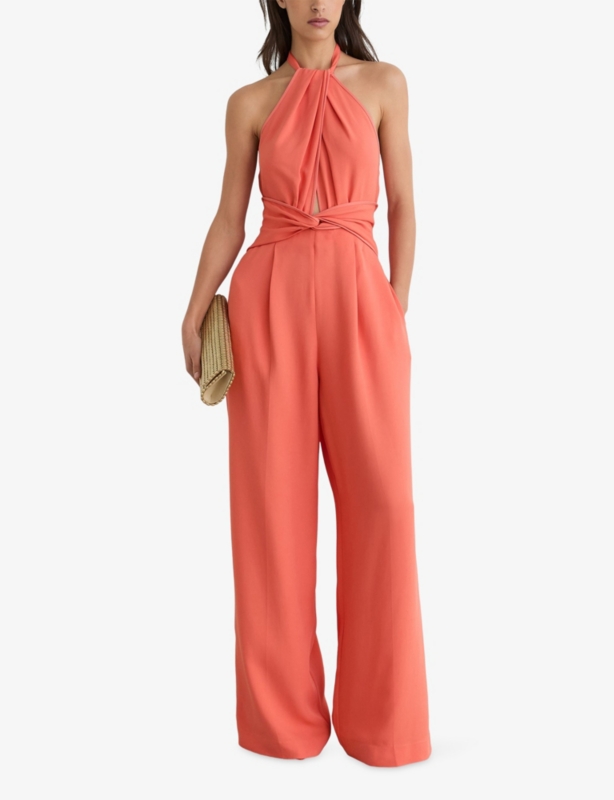 Akia Halterneck Stretch-Woven Jumpsuit