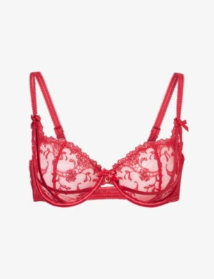 Lounge Womens Wine Valentina Balcony Lace Bra In Red