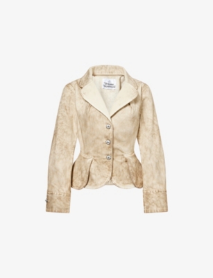 Vivienne Westwood Mens Washed Beige Bettina Fitted Denim Jacket In Brown