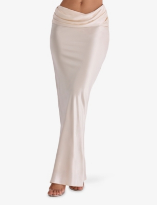 HOUSE OF CB: Beau Draped Satin Maxi Skirt