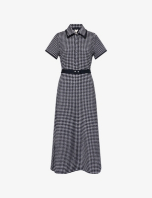 Me And Em Womens  Belted Textured Woven Midi Dress In Multi