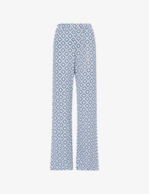 Womens Max Mara Abate Printed Wide-Leg Stretch-Woven Trousers