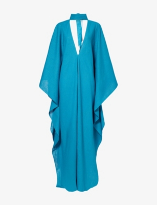 Womens Taller Marmo V-Neck Draped Linen Kaftan