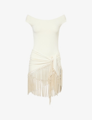 Taller Marmo Womens  Mini Romy Off-shoulder Swimsuit In White