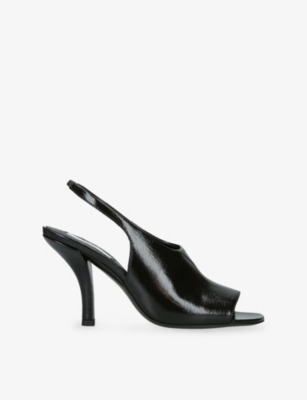 Totême Womens Toteme Contour 85 Naplack Leather Slingback Sandals In Black