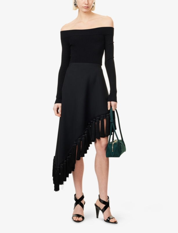 ALAIA - Asymmetric Cut-Out Wool Midi Dress | Selfridges.com