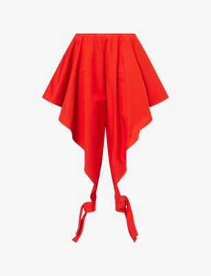 Alaïa Womens Orange Sanguine Ruffled Open-seam Cotton Trousers In Red