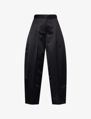 Alaïa Womens Noir Alaia Barrel-leg Tailored Satin Trousers In Black