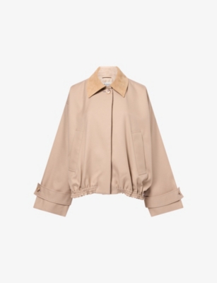Rohe Frames Womens Sand Suede-collar Cotton Blouson Jacket
