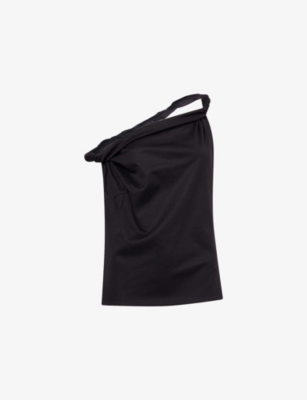 Rohe Frames Womens  Sculptural Twisted-strap Cotton-blend Top In Black