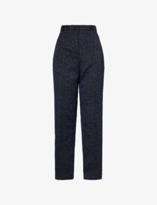 Womens Dries Van Noten Pilar Tapered-Leg Cotton-Blend Trousers