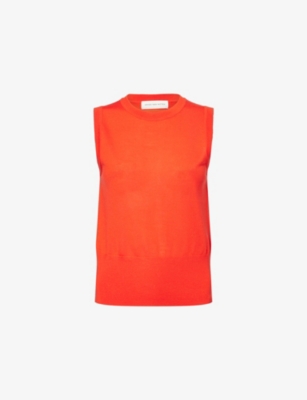 Dries Van Noten Womens  Taja Merino-wool Tank Top In Orange