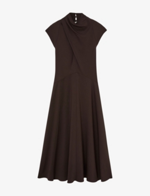 Womens Reiss Alma High-Neck Stretch-Woven Midi Dress