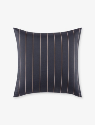 Hugo Boss Ebony Bray Striped Cotton Pillowcase 65cm X 65cm In Black