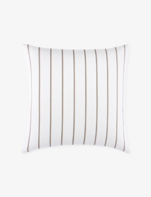 Hugo Boss White Bray Striped Cotton Pillowcase 65cm X 65cm