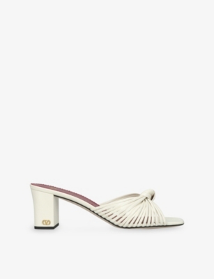 Valentino Garavani Annet 60 Woven Leather Mules In White