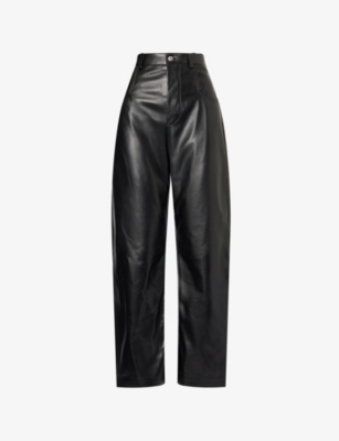 Womens Bottega Veneta Intrecciato-Pocket Straight-Leg Leather Trousers
