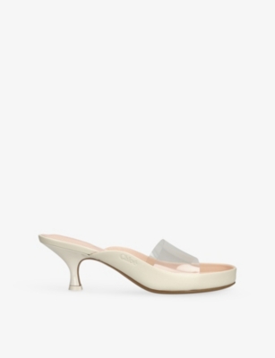 Chloé Womens Chloe Junie Leather And Pvc Heeled Sandals