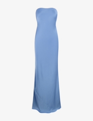 Omnes Womens  Amdra Strapless Satin Maxi Dress In Blue