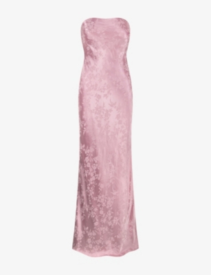 Omnes Womens  Amdra Strapless Jacquard Satin Maxi Dress In Pink