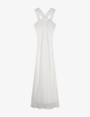 Omnes Womens  Amelie Rosette-embellished Woven Maxi Dress In White