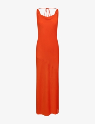 Omnes Womens Tangerine Koko Cowl-back Woven Maxi Dress In Orange