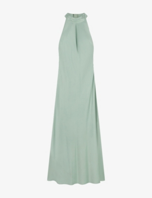 Omnes Womens  Milos High-neck Satin Maxi Dress In Green