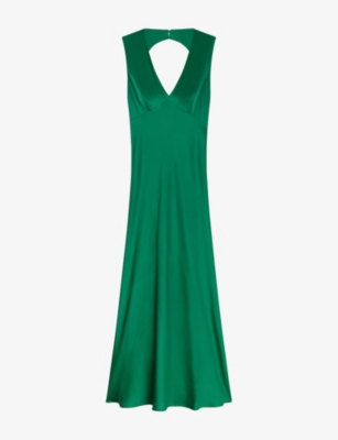 Omnes Womens  Nova Tie-back Satin Maxi Dress In Green