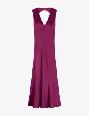 Omnes Womens  Nova Tie-back Satin Maxi Dress In Purple