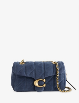 Coach Womens Light Denim Tabby 20 Suede Shoulder Bag In Blue