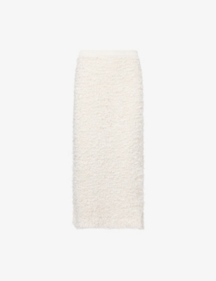Khaite Womens Ivory Adela Bouclé Cotton-Blend Midi Skirt L