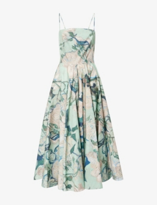 slim fit dress slacks GIVENCHY 1960s Vintage Green Floral Couture Evening Dress – VINTAGE VON  WERTH main image 1