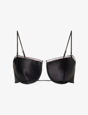 Givenchy Womens Black Cutaway Lace-trim Silk-blend Bra Top