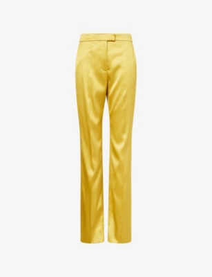 Womens Valentino Garavani Press-Pleat Straight-Cut Silk-Blend Trousers