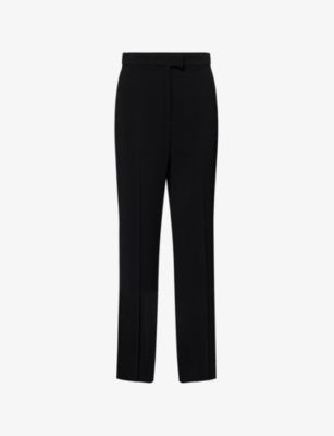 Valentino Womens Nero Press-pleat Straight-cut Woven Trousers In Black
