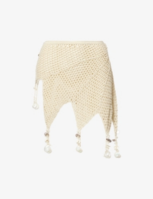 Jaded London Womens Multi Ursule Shell Cotton-crochet Mini Skirt