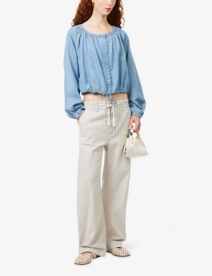 PAIGE: Arellia With Tie Barrel-Leg Denim Jeans