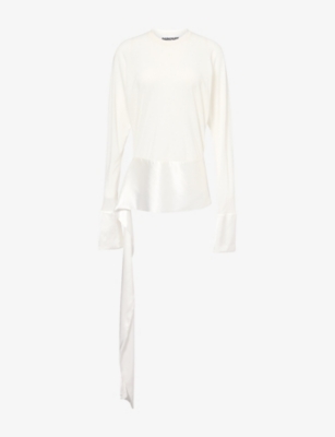 Darkpark Womens Luna Asymmetric Detail Jersey Top White