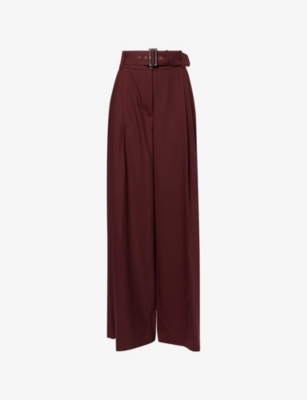 Zimmermann Womens Mahogany Luna Tailored Wool-blend Trousers In Brown