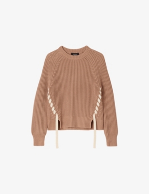 Whistles: Lace-Up Ribbed Knitted Jumper