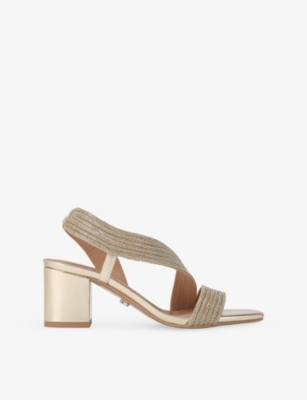 Carvela Womens Gold Gala Woven Heeled Sandals Eur 39 / 6 Uk