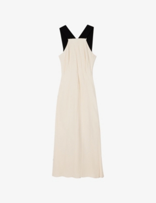 Womens Whistles Buckle-Strap Slim-Fit Woven Midi Dress