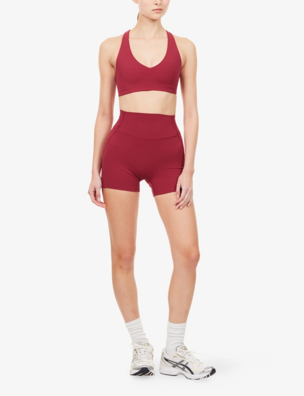 BO+TEE - Embossed-Logo V-Neck Stretch-Woven Sports Bra | Selfridges.com