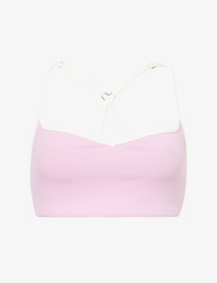 Bo+tee Womens  Sweetheart-neckline Contrasting-trim Stretch-woven Sports Bra In Pink