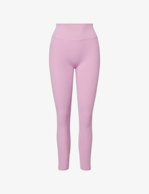 Bo+tee Womens  High-rise Embossed-logo Stretch-woven Leggings In Pink