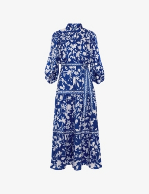 Womens Phase Eight Coralie Floral-Print Stretch-Woven Midi Dress